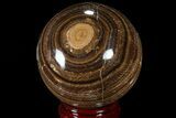 Polished, Banded Aragonite Sphere - Morocco #82289-1
